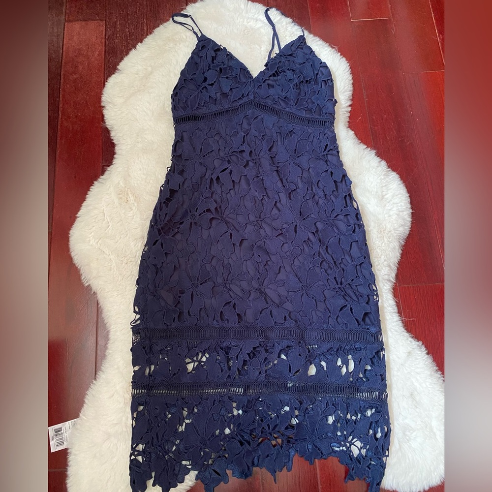 Navy ASTR the label lace midi dress